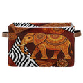 ALAZA Decorative Basket Rectangular Storage Bin, African Elephant Ethnic Organizer Basket with Leather Handles for Home Office