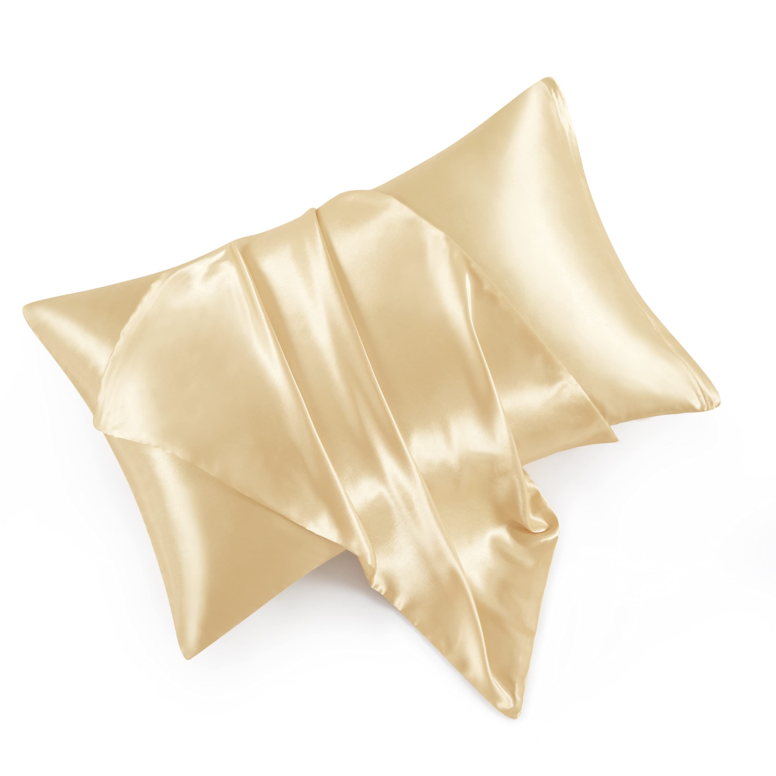 Hommxjf Satin Pillowcases With Zipper (20X30),Queen Size Pillowcases Set Of 2, Gold Silk Pillowcase For Hair And Skin