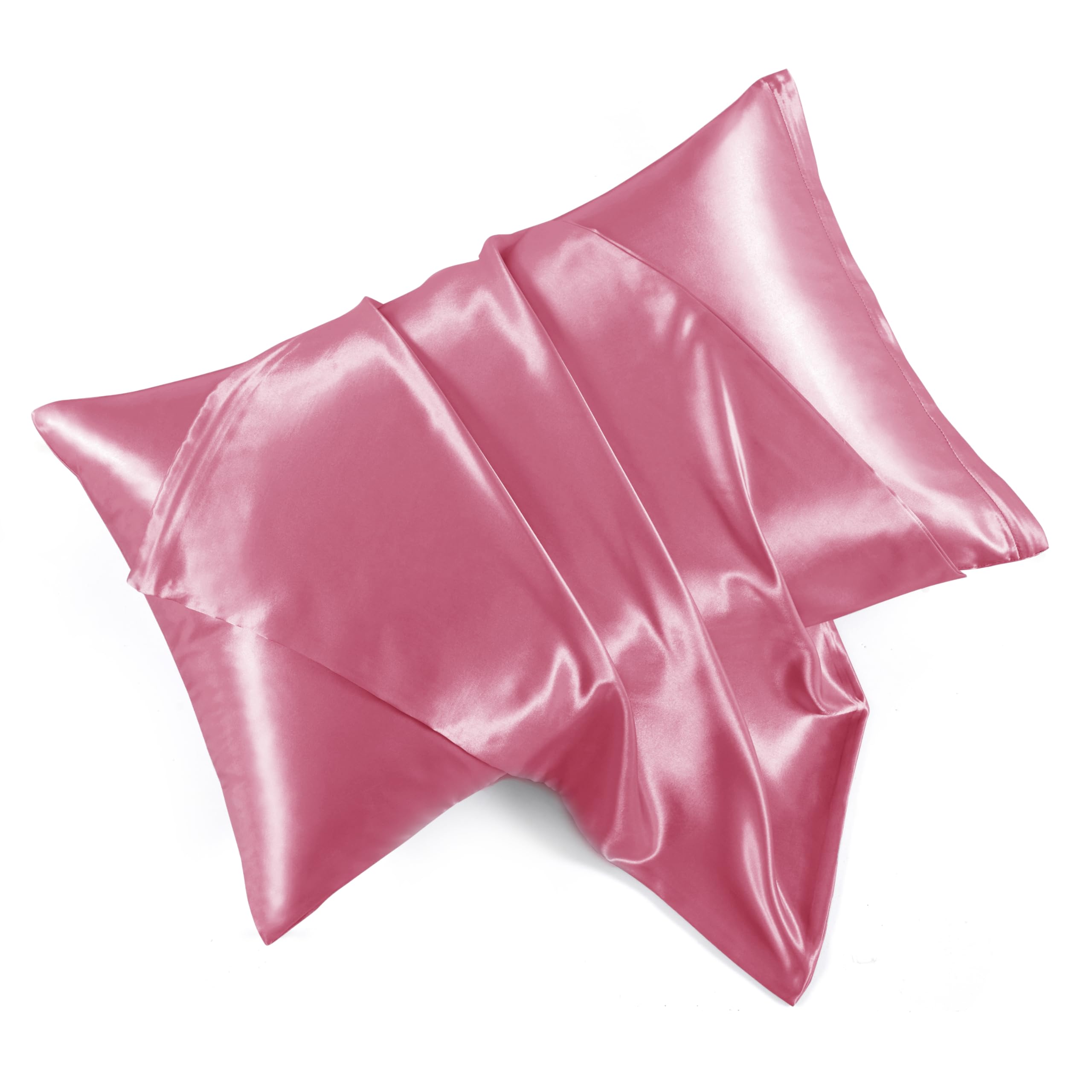 Hommxjf Peach Red Satin Pillowcases With Zipper (20X36),King Size Pillowcases Set Of 2,Peachblow Silk Pillowcase For Hair And Sk