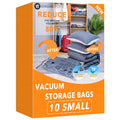 10 Small Vacuum Storage Bags, Space Saver Sealer Compression Bags For Blankets, Comforters, Pillows, Clothes Storage
