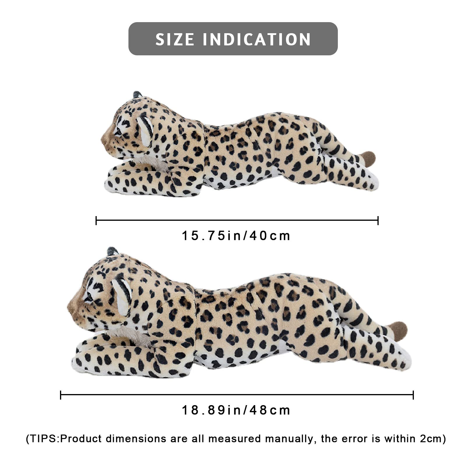 Gisqis Cheetah Stuffed Animal, 16' Leopard Stuffed Animal Stuffed Cheetah Plush Toy Pillow Cheetah Stuffy Cute Giant Realistic