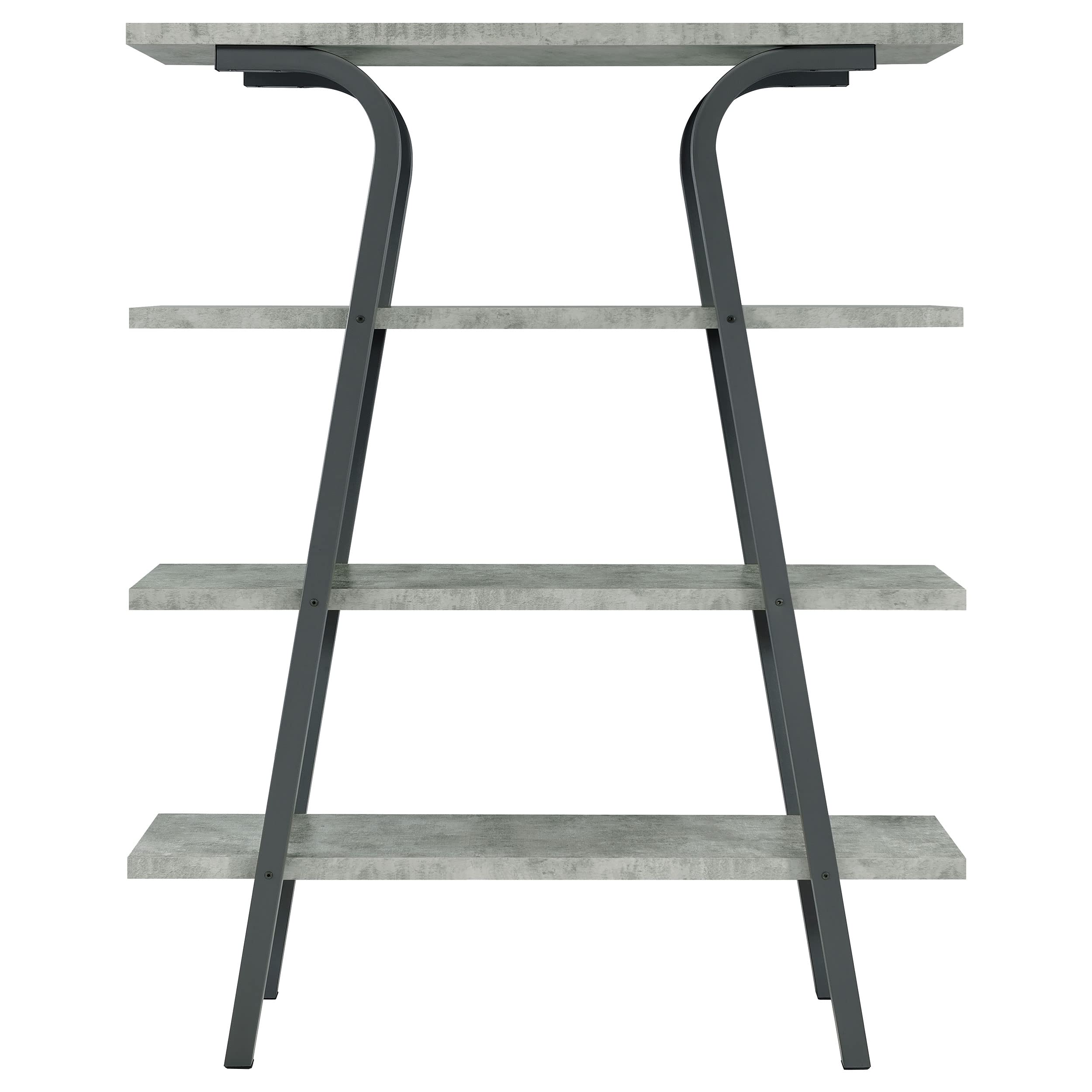 Coaster Home Furnishings Tatum 4-Tier Rectangular Bookcase Cement and Gunmetal