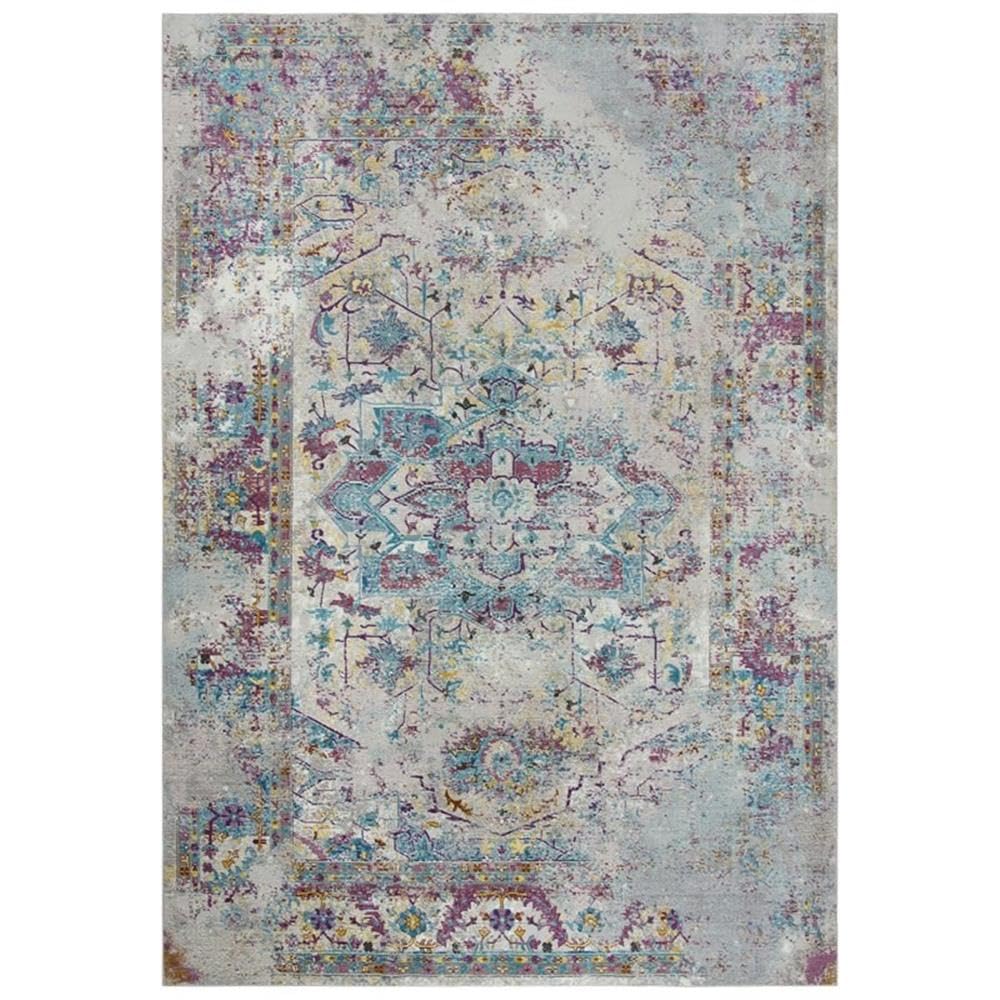 Rizzy Home Alora Decor Morocco 3'11" X 5'6" Broken Blue/Cream/Gold Power-Loomed Area Rug