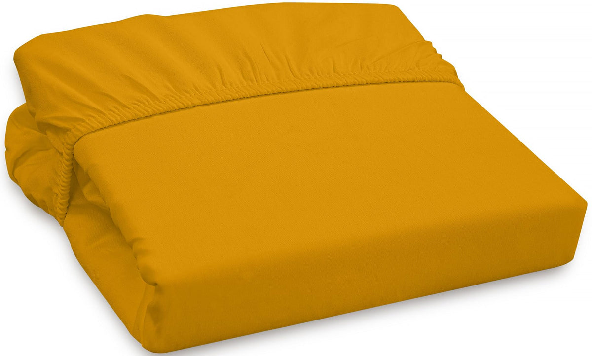 Royale Linens 300 Thread Count 100% Long Staple Combed Cotton Fitted Sheet - Super Soft Deep Pocket Sheet - Yellow Fitted Sheet