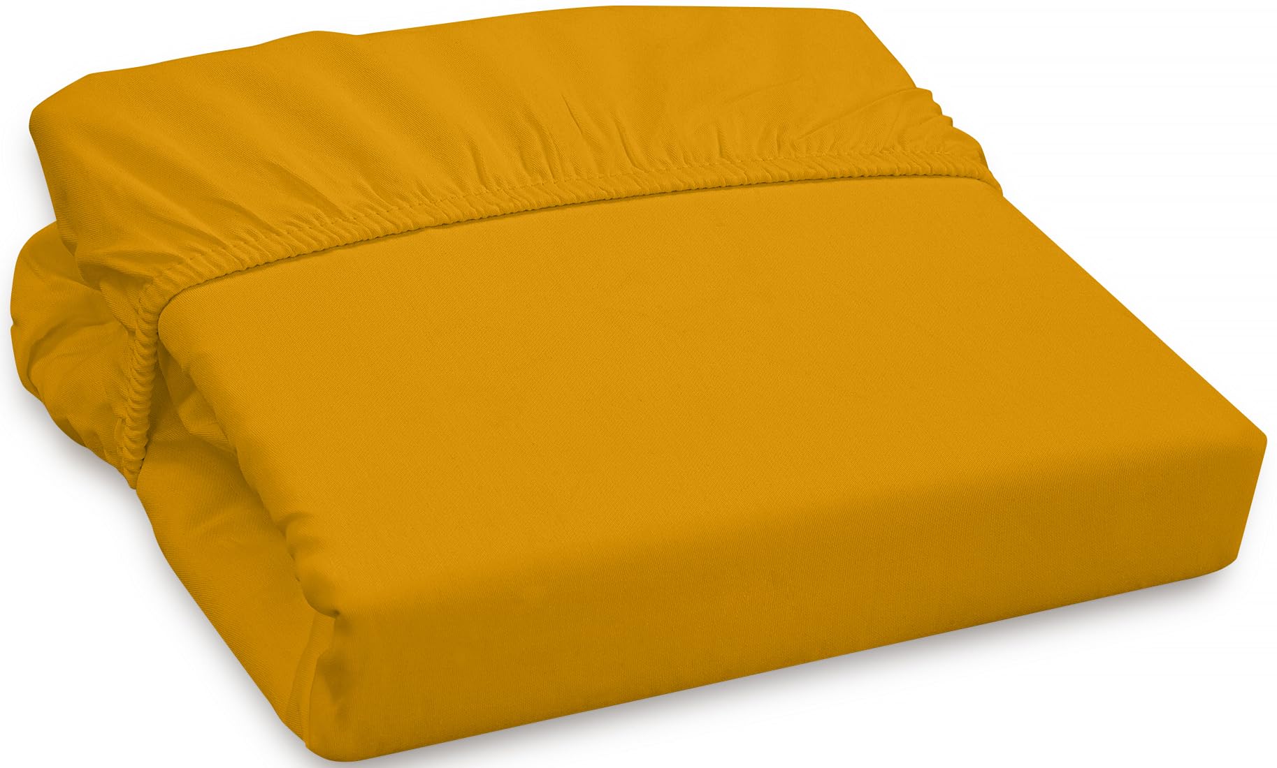 Royale Linen 300 Thread Count 100% Long Staple Combed Cotton Fitted Sheet - Super Soft Deep Pocket Bottom Sheet - Yellow Fitted