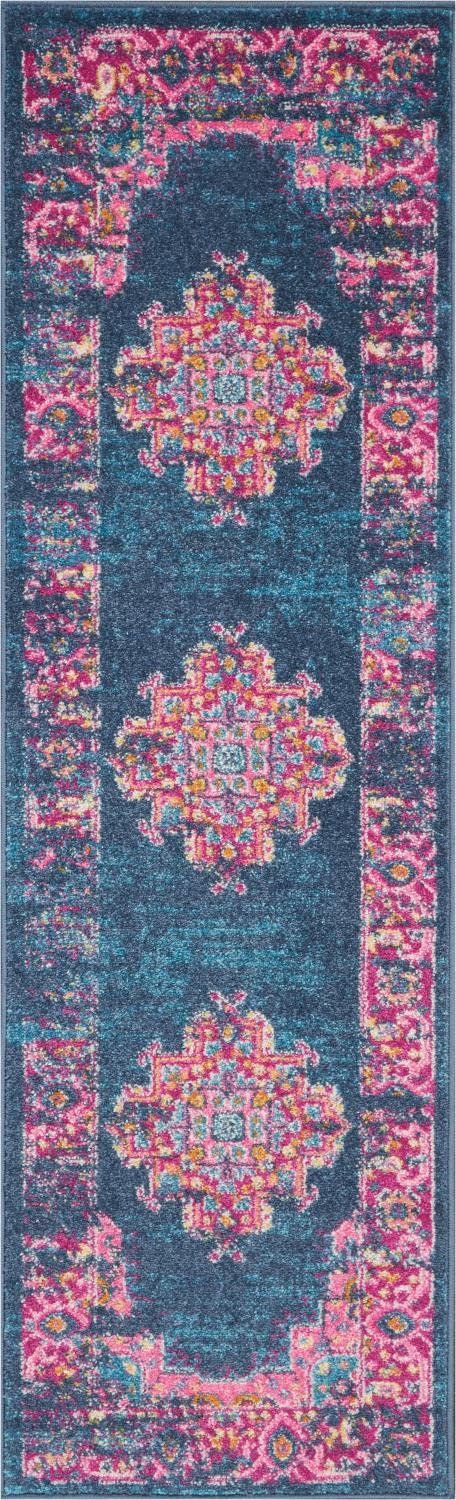 Nourison Passion Blue 1'10' X 6' Area Rug, Boho, Traditional, Easy Cleaning, Non Shedding, Bed Room, Living Room, Hallway, (6' Runner)