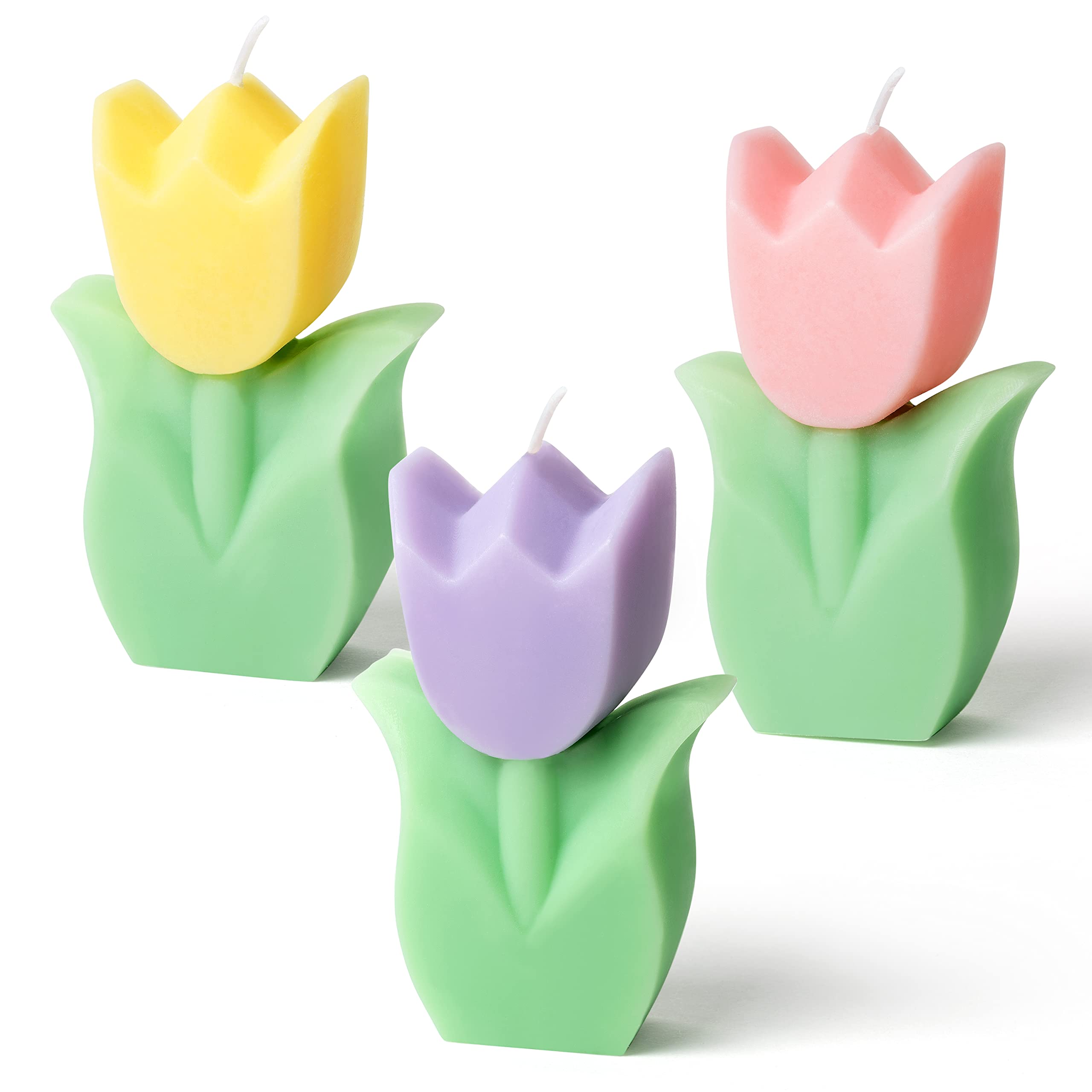 COcnny 3pcs Tulip Candle Decor, Tulip Shaped Scented Candles Decorations, Flower Aesthetic Paraffin Soy Wax Aromatherapy Candle 