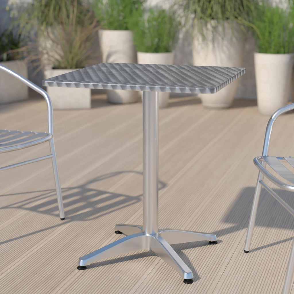 Flash Furniture Mellie 23.5'' Square Aluminum Indoor-Outdoor Table with Base, 23.5"D x 23.5"W x 27.5"H