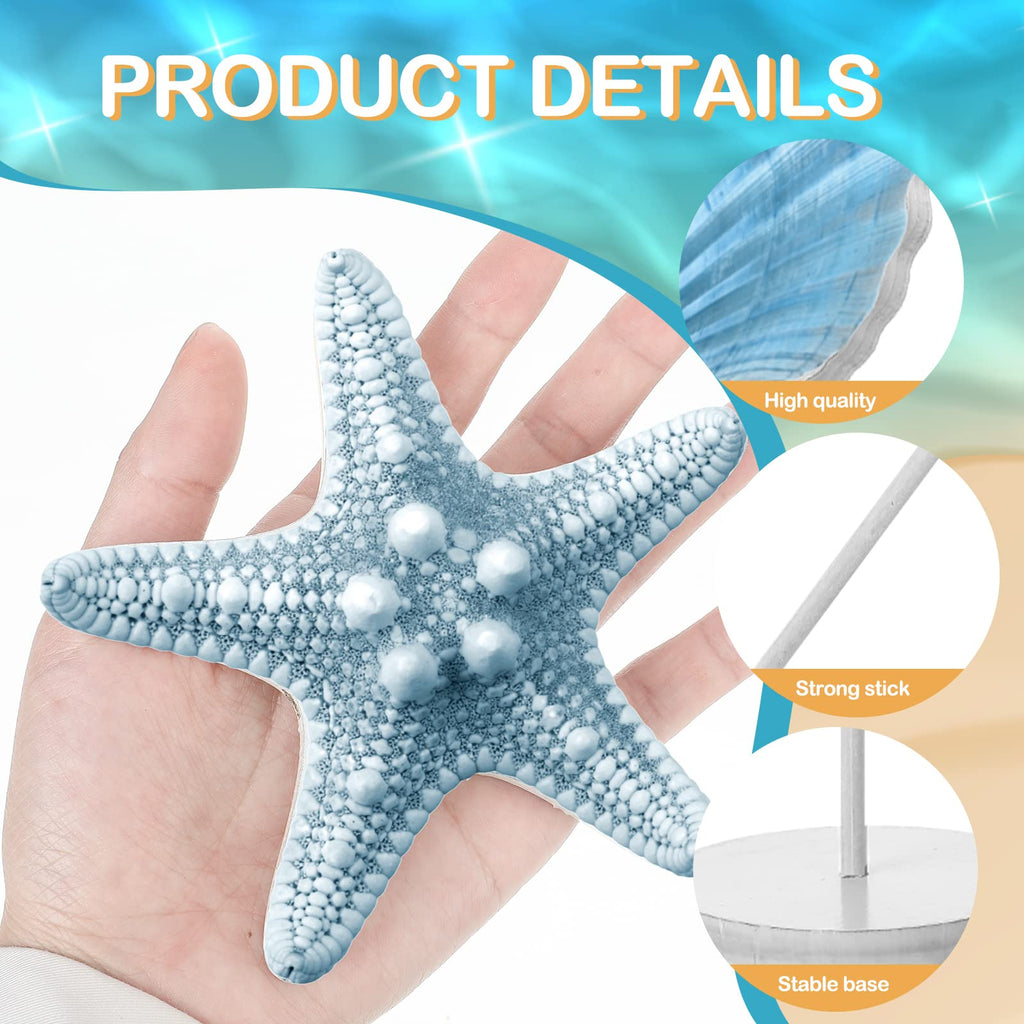 3 Pieces Summer Beach Ocean Theme Ornament Tabletop Nautical Coastal Decoration For Home Rustic Wooden Table Sign Tall Standing