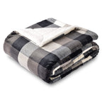 Sochow Buffalo Plaid Sherpa Fleece Throw Blanket, Double-Sided Checkered Super Soft Luxurious Bedding Blanket 50 X 60 Inches, Bl