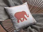 HomeRoots Orange On Cream Broadcloth 20â€ Orange White Elephant Indoor Outdoor Throw Pillow