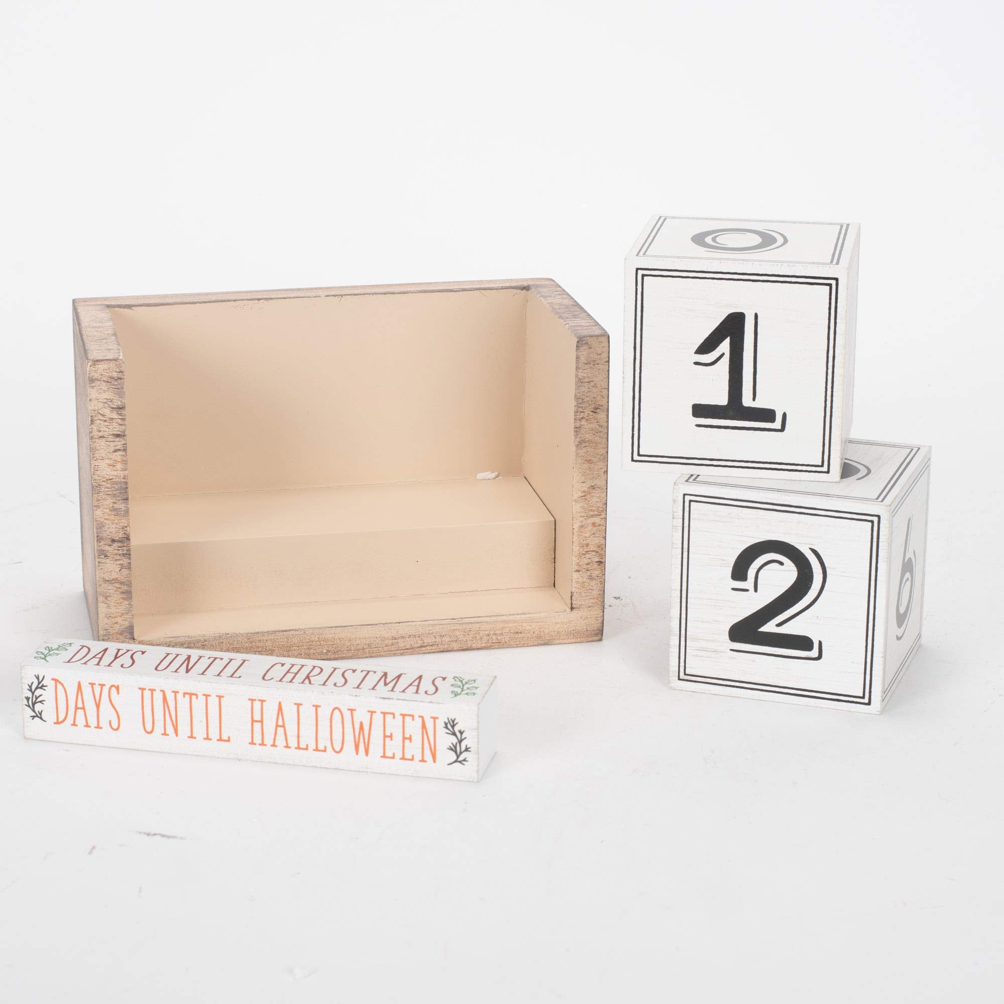 Seasonal Countdown Calendar- Halloween, Thanksgiving, Christmas And Blank Chalkboard, Advent Calendar, Wood, 6.75 Inches X 3.52