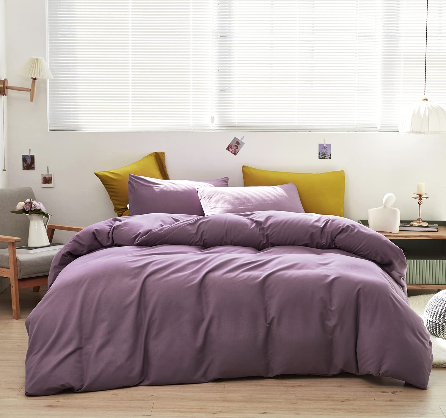 Karever Purple Comforter Queen Grape Color Bedding Set 3 Pieces Comforter Set Lightweight Comforter Set Queen Breathable