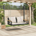 vidaXL Hanging Bench with Cushion, Black, 109 x 62 x 40 cm, Poly Rattan