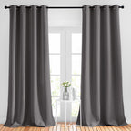 Nicetown Bedroom Blackout Curtains Panels - (52 Inches By 120 Inch, Grey, Set Of 2) Triple Weave Energy Saving Thermal Insulated