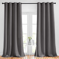 Nicetown Grey Bedroom Blackout 90 Inch Curtains - Grommet Energy Saving Thermal Insulated Room Darkening Drapes Sound Dampening
