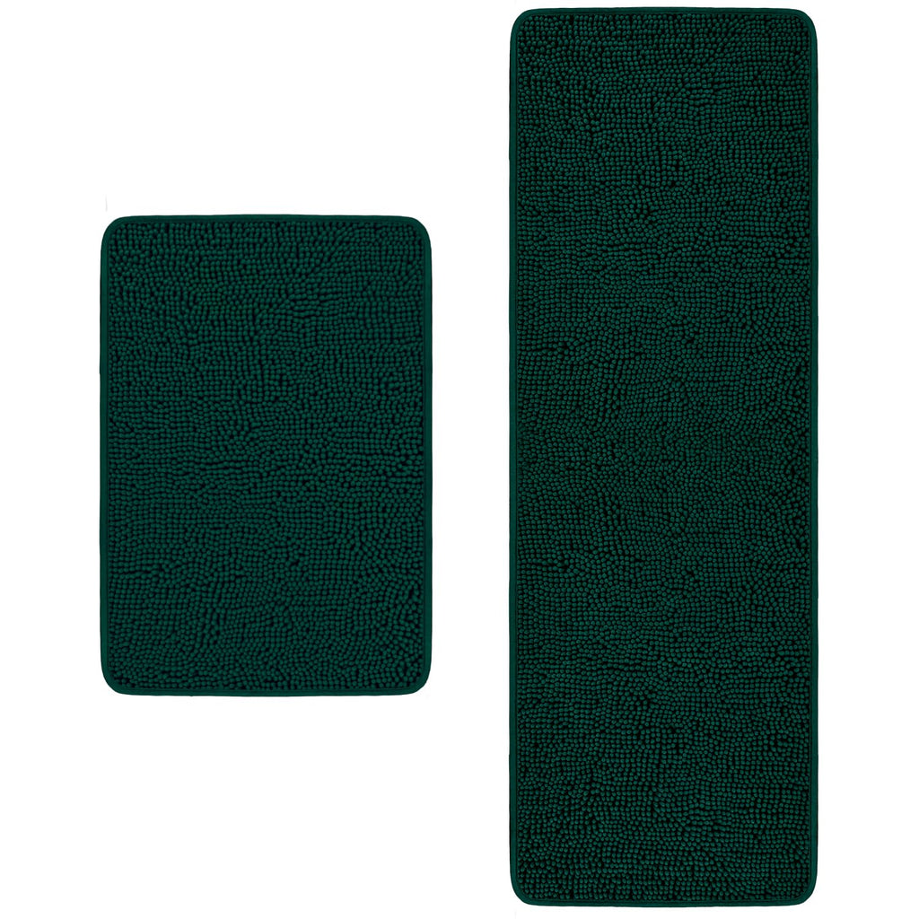 PureSwan Bathroom Rugs Sets 2 Piece - Absorbent and Washable Bath Mat, Non-Slip, Thick Soft Chenille Bath Rugs for Bathroom Floo