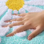 Qjhomo Toilet Rugs U Shaped, Green Toilet Mat Cute Daisy Contour Bath Rug 20''X24'', Extra Thick Soft Machine Washable Toilet Ca