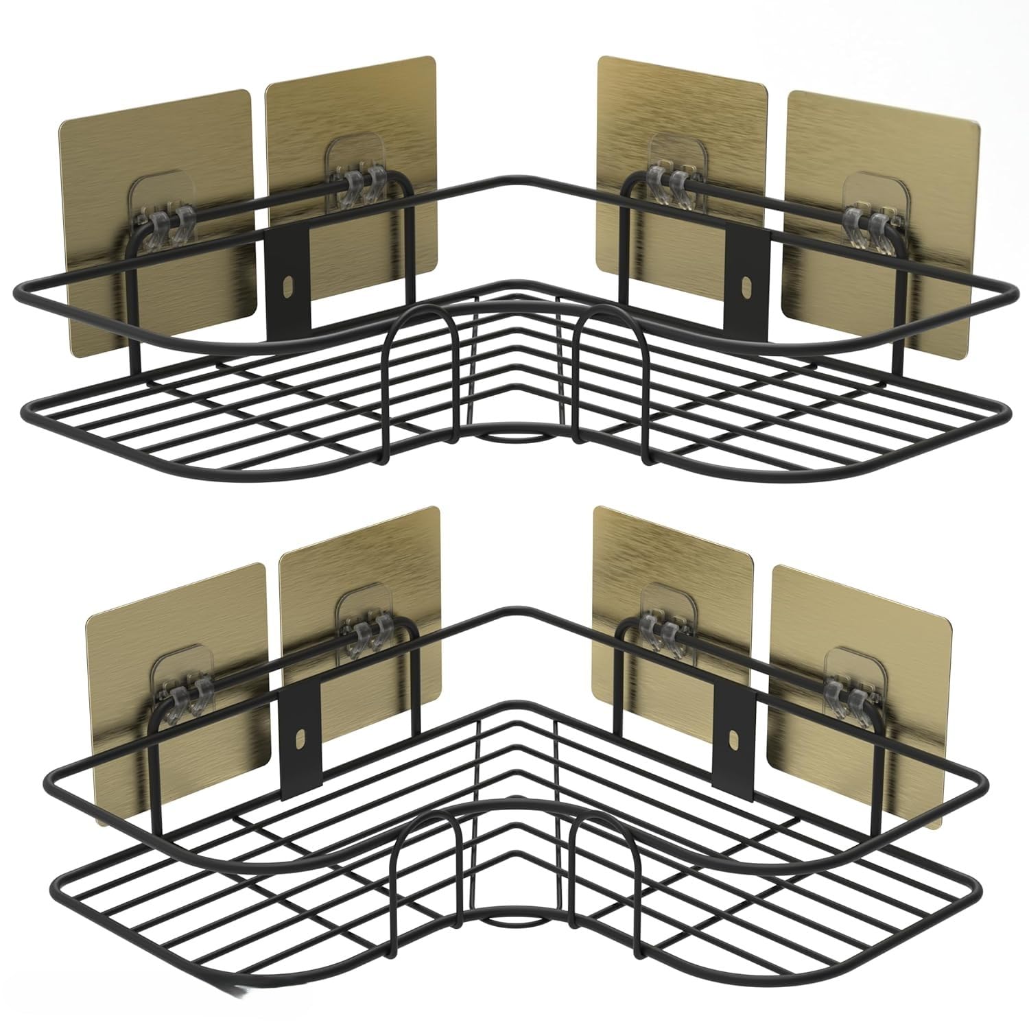 Warekraft Metal Bathroom Organiser Without Drill Corner | Shelf Adhesive Stand For Corner Rack For Bathroom | Shampoo Holder For