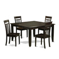 East West Furniture PFCA5-CAP-W 5 Piece Dining Table Set for 4 Includes a Square Kitchen Table with Butterfly Leaf and 4 Kitchen Dining Chairs, 54x54 Inch, Cappuccino