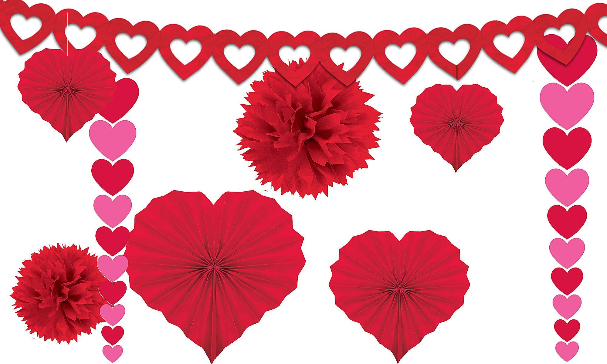 Amscan Blushing Valentines Day Paper Party Decorating Kit (Pack of 9), Red, One Size