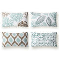 Phantoscope Set Of 4 New Living Series Decorative Throw Pillow Case Cushion Cover, Blue And Coffee, 12 X 20 Inches, 30 X 50 Cm