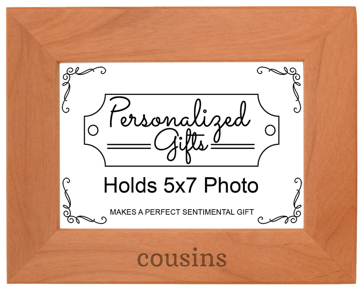 Personalized Gifts Cousins Gift Aunt Uncle Family Natural Wood Engraved 5x7 Landscape Picture Frame Wood