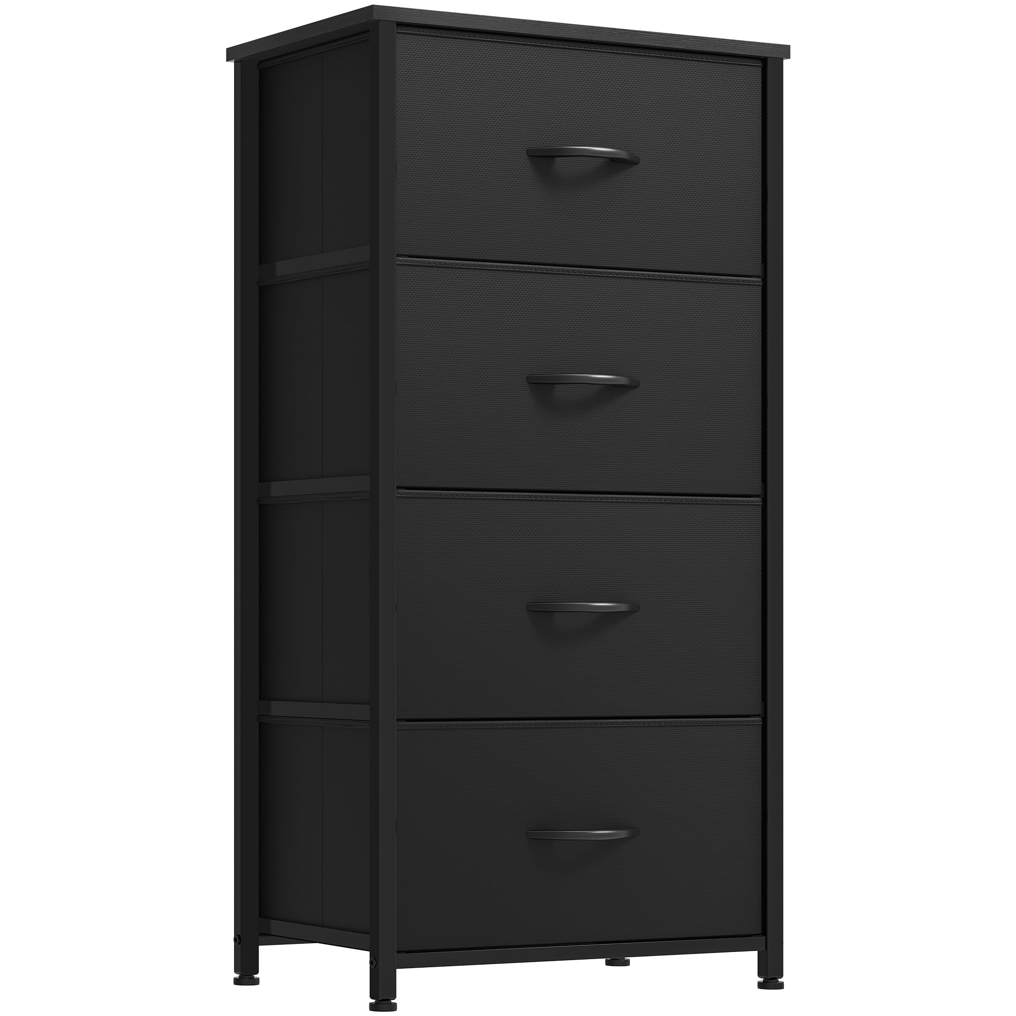 DWVO Storage Tower with 4 Drawers - Fabric Dresser, Organizer Unit, Living Room, Closets - Sturdy Steel Frame, Easy Pull Fabric 