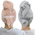Chloven 2 Pack Extra Large Microfiber Hair Towel Wrap for Women,43 inch X 24 inch Anti Frizz Hair Drying Towel with Elastic Stra