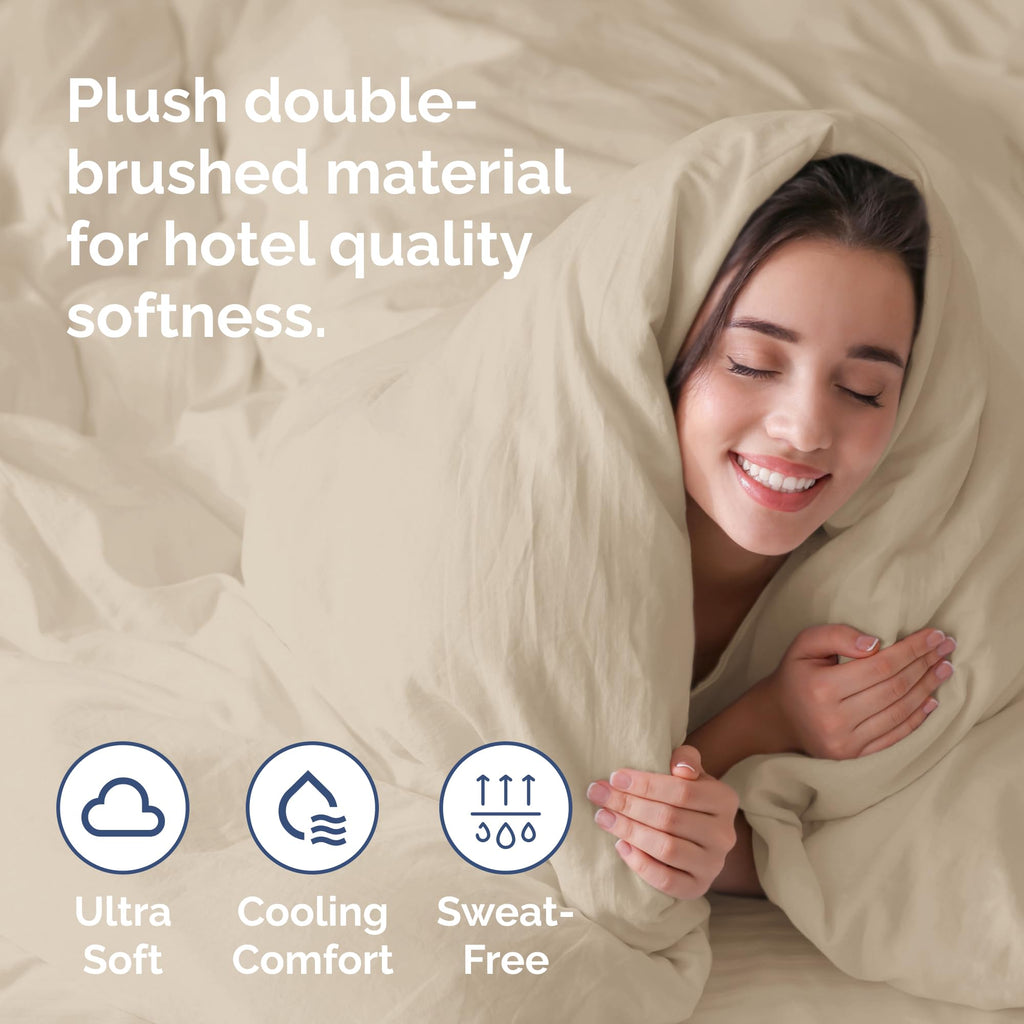 Duvet Cover King Size Set - Extra Soft King Size Duvet Cover 104 X 90 With 2 Pillow Shams - Hotel Luxury, Easy Care And Fade Free With Zipper Closures & Ties - Comfy, Breathable Bedding Set (Wheat)