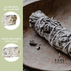Soul Sticks 4 Inch 12 Pack Organic White Sage Smudge Smudging Sticks | Bulk Quantities For Home Cleansing, Good Energy Meditatio