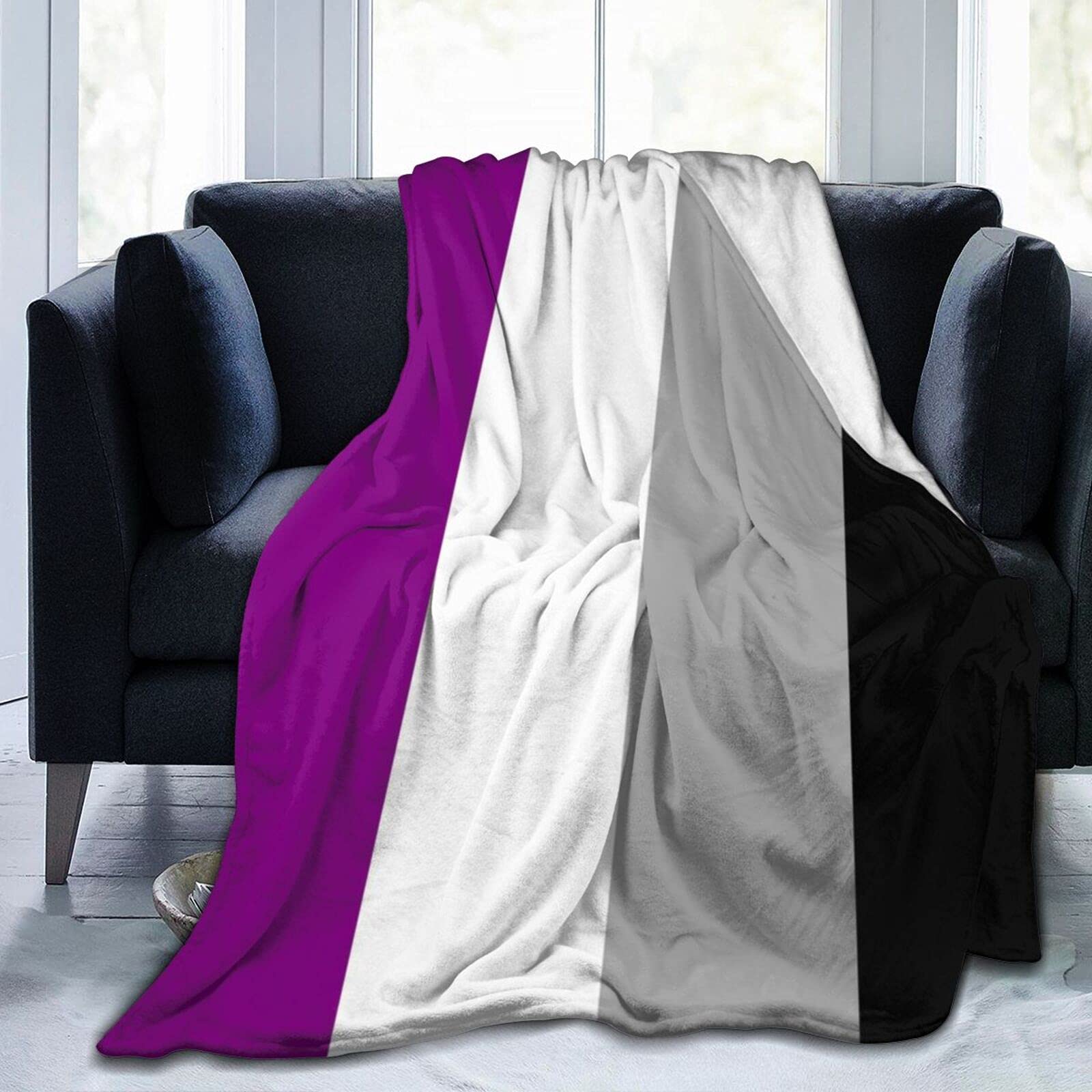 Asexual Pride Flag Flannel Fleece Throw Blankets For Bed Sofa Living Room Soft Blanket Warm Throw Blanket