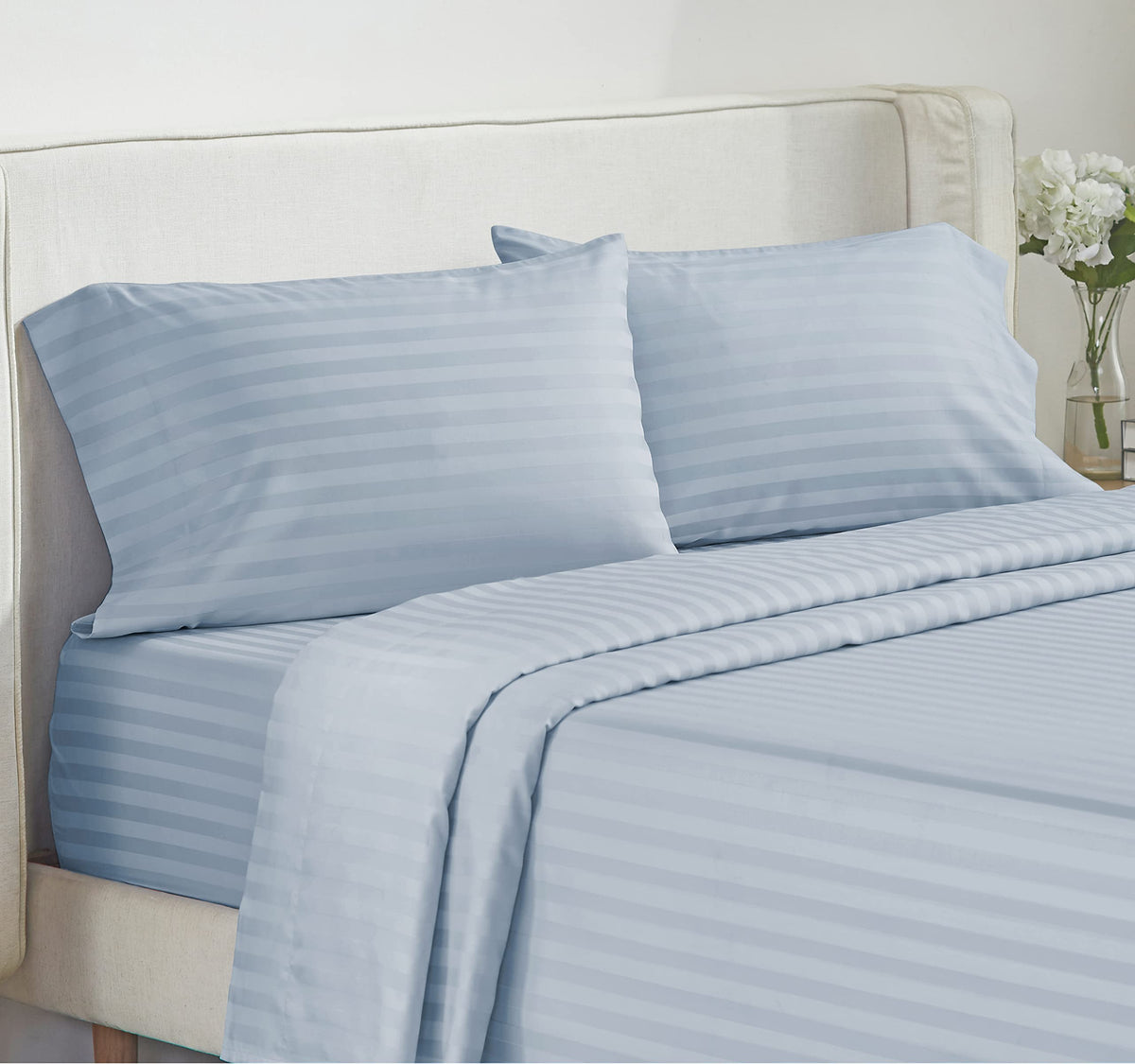 California Design Den - Queen Sheets Set Cotton Soft 100% Cotton Cooling Sheets Deep Pockets Snug Fit Elastic, 500 Thread Count,