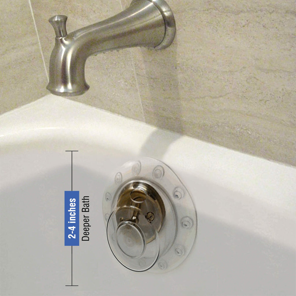 IndulgeMe Overflow Drain Cover - 4 Inch Clear Plastic, Fits Most Bathtubs for a Deeper Bath