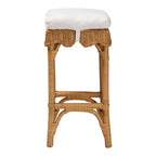 bali & pari Bohemian Scallop Honey Rattan Bar Stool - Brown, Stylish and Unique Design for Kitchen or Home Bar