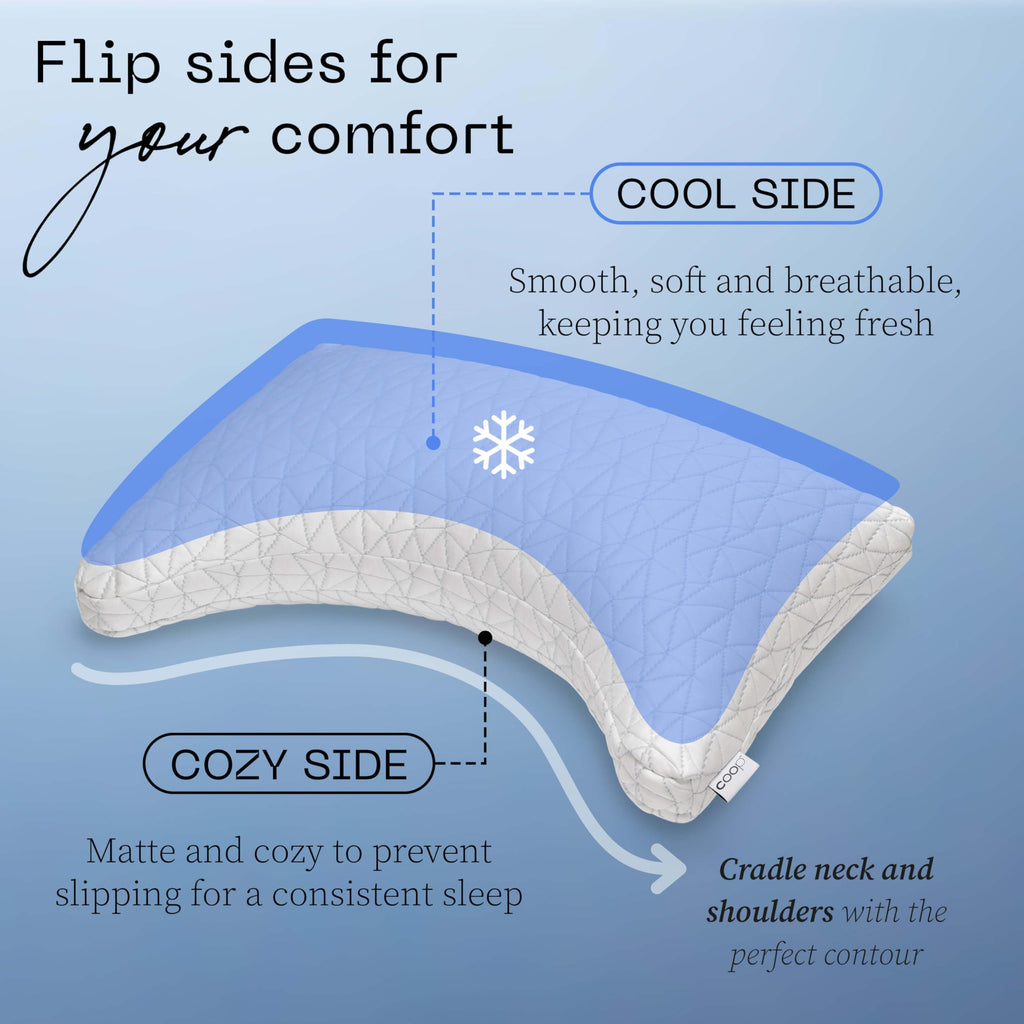 Coop Home Goods Cool Side Crescent Pillow Case, Queen Size Cooling Pillow Cases For Hot Sleepers, Two-Sided Pillow Covers, Cozy
