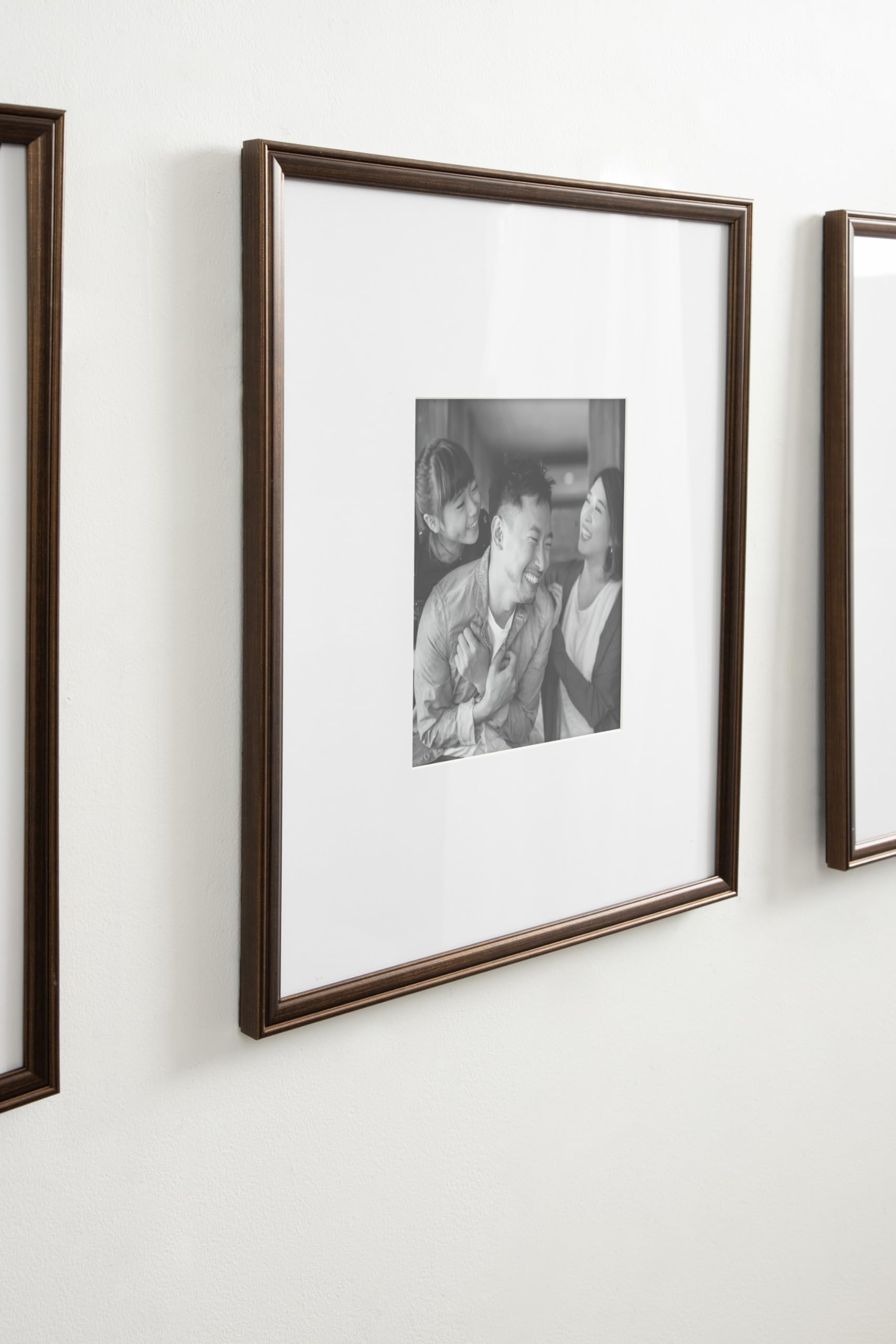 Kate And Laurel Adlynn Rectangle Picture Frame Set Of 3, 16 X 20 Matted To 8 X 10, Bronze, Vintage Three-Piece Frame Set For Gal