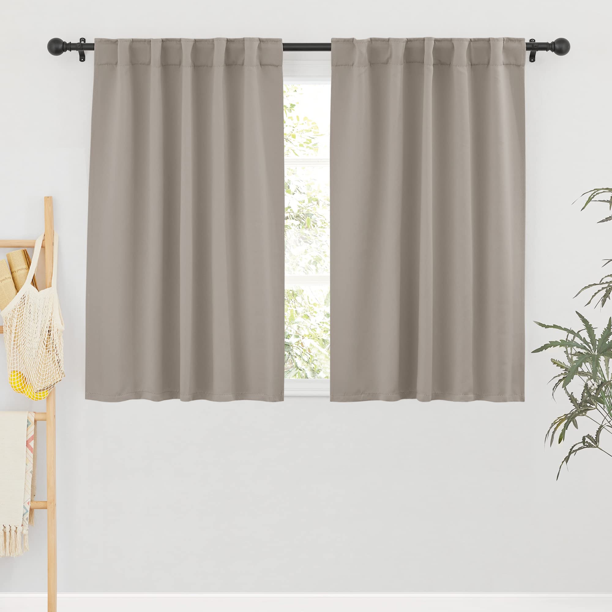 Ryb Home Blackout Curtains For Living Room Thermal Insulated Privacy Window Blinds For Kids Bedroom Cafe Bathroom Home Office, 42 Inch Width X 54 Inch Length, Sand, 2 Panels