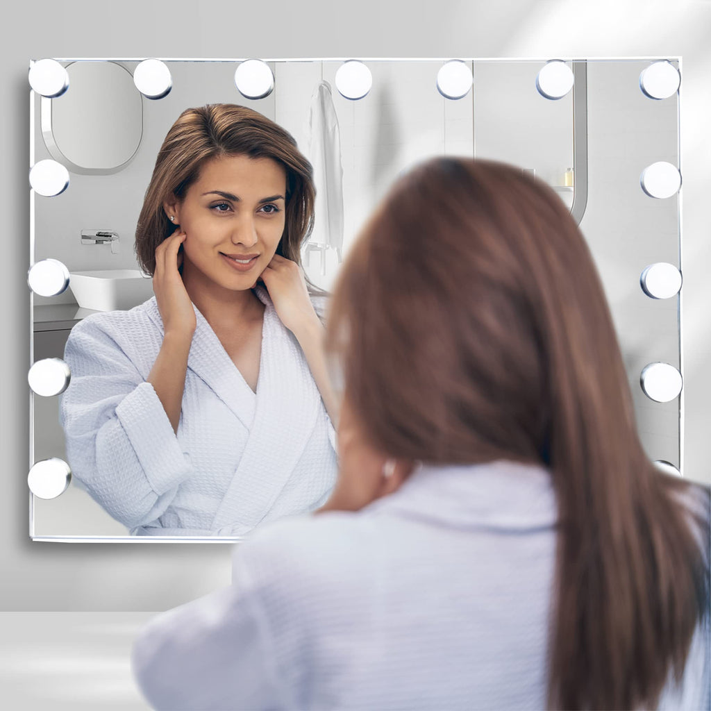 Slimoon Hollywood Vanity Mirror With Lights, 12 Dimmable Led Bulbs Lighted Makeup Mirror With Detachable 10X Magnification Mirro