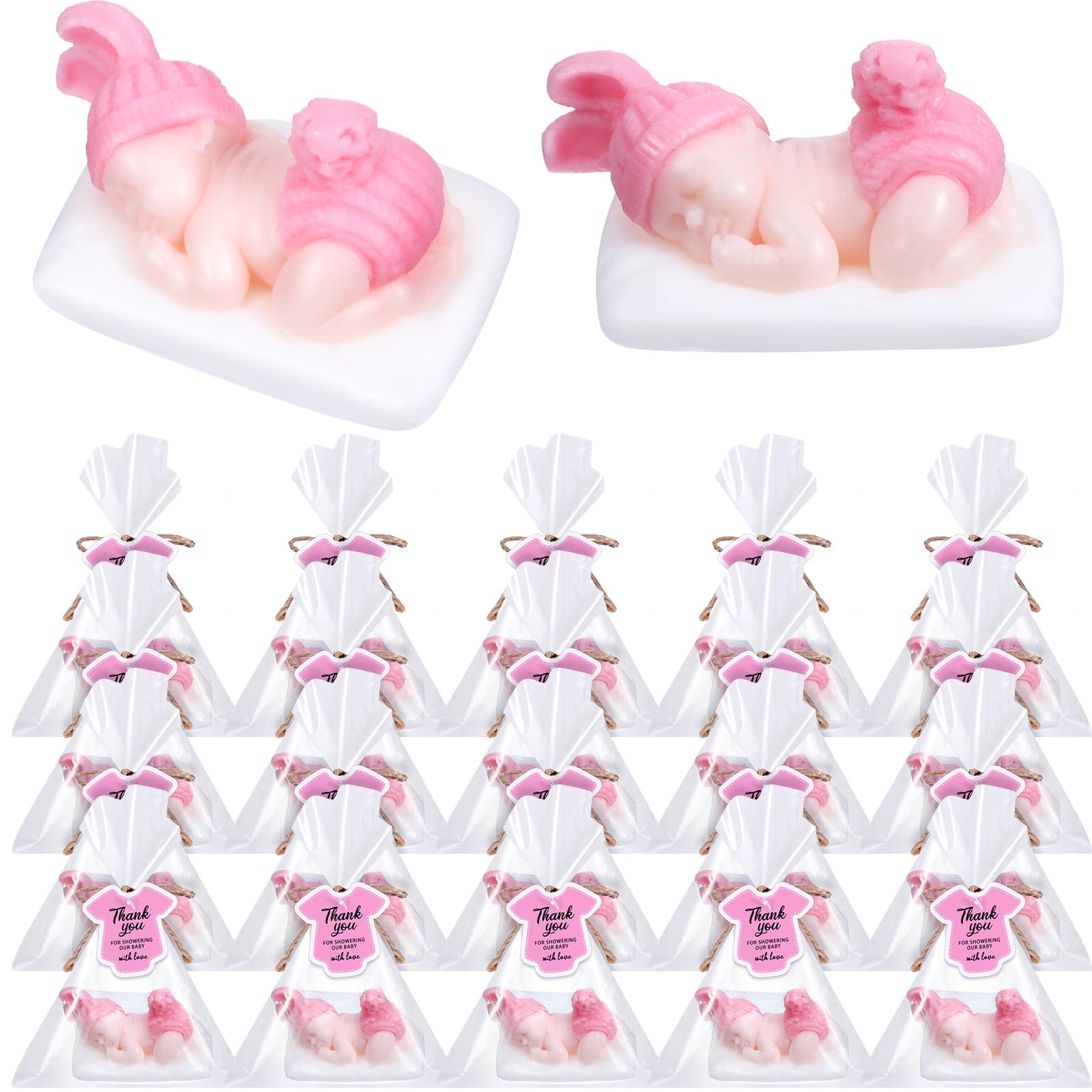 Otuuz 24 Packs Baby Shower Soap Favors Baby Shower Favors Handmade Sleeping Baby Gift Soap Baby Shower Scented Soap Favors with 