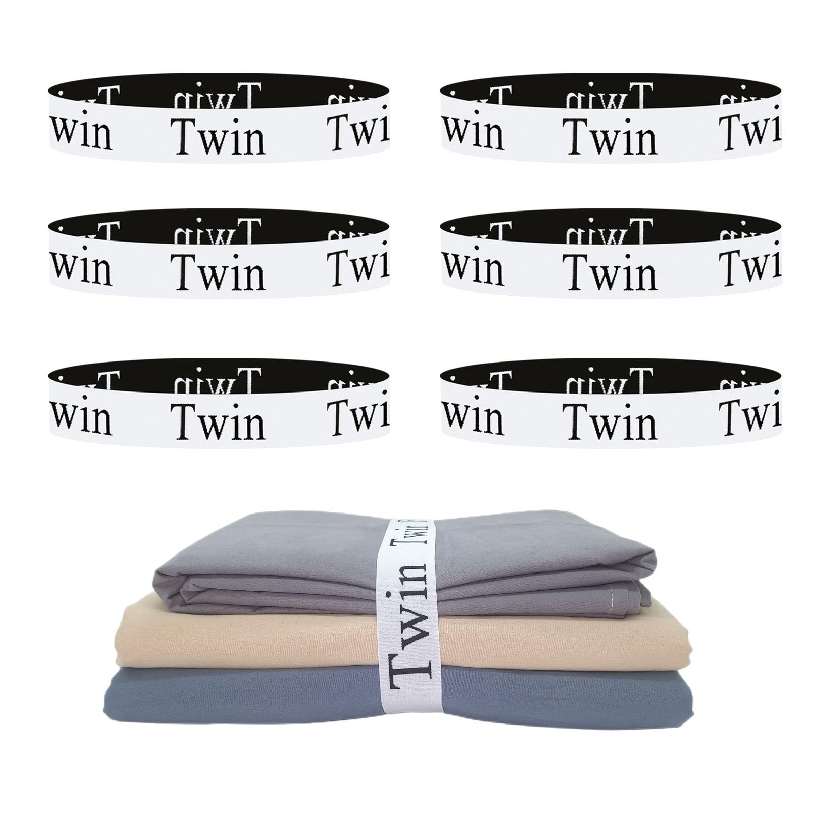 Yermivie 6 Pieces Bed Sheet Organizer Bands, Sheet Organizers And Storage Label Bands, Sheet Label For Bedding, Sheets Organizer