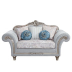 ACME Furniture Upholstered Loveseat with Accent Pillows in Light Grey