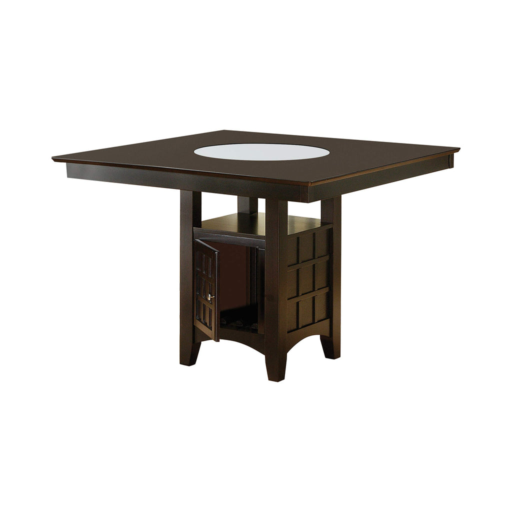 Coaster Gabriel Counter Height Dining Table with Storage Pedestal Base Cappuccino