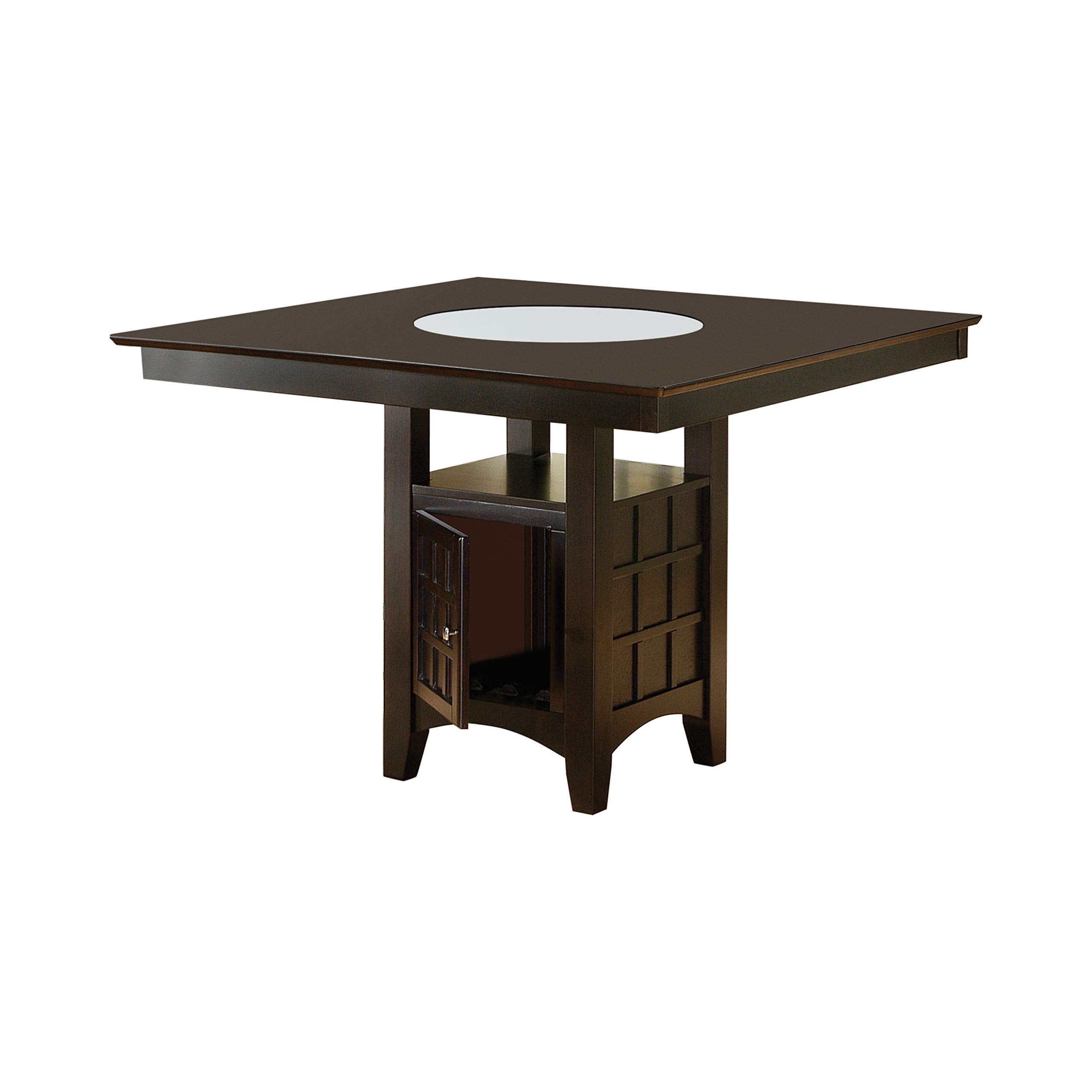 Coaster Gabriel Counter Height Dining Table with Storage Pedestal Base Cappuccino