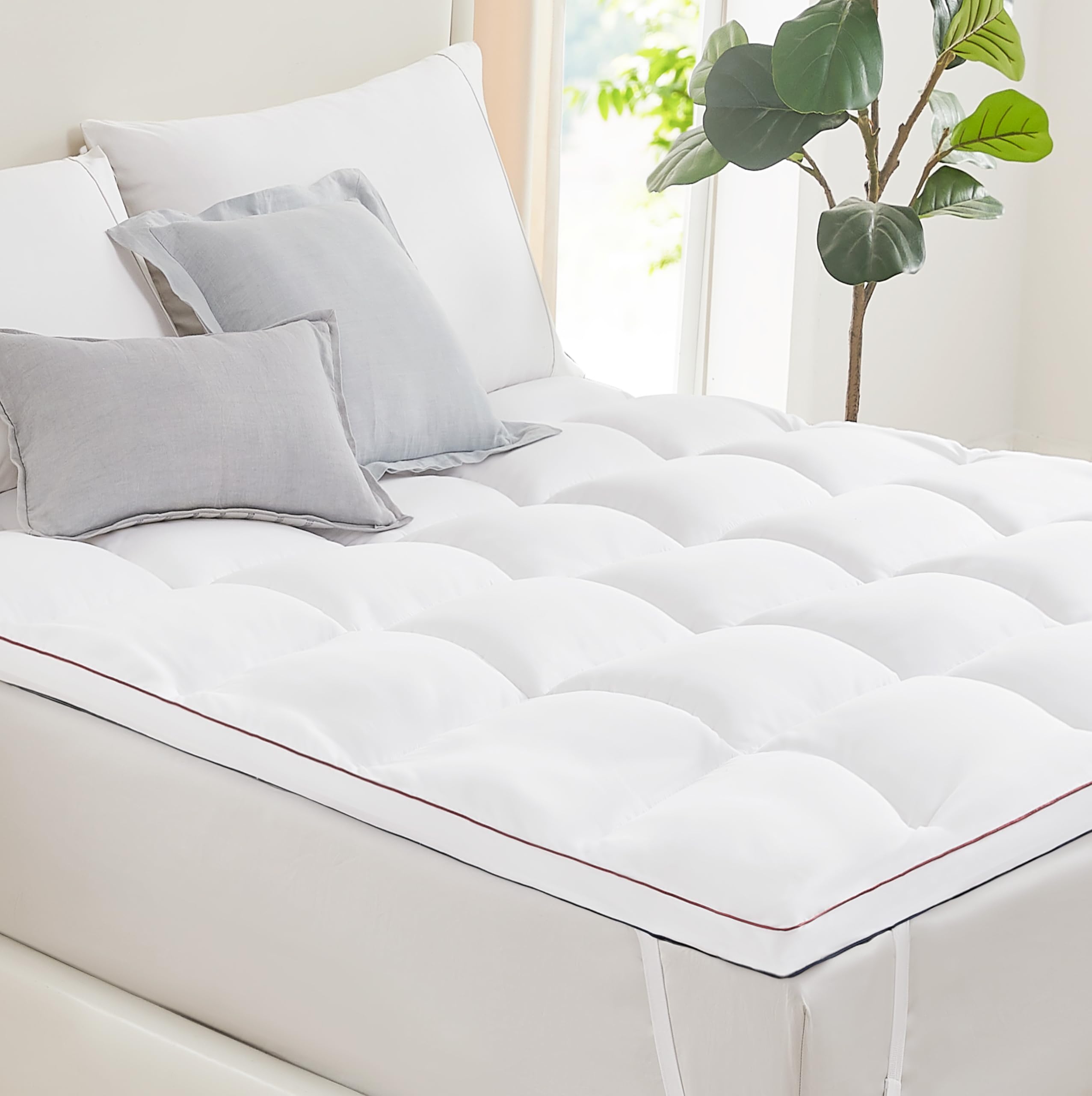 L'Agraty Mattress Topper Queen - Cooling Pillow Top Mattress Topper Queen Size Extra Thick Plush Bed Topper Down Alternative Ove