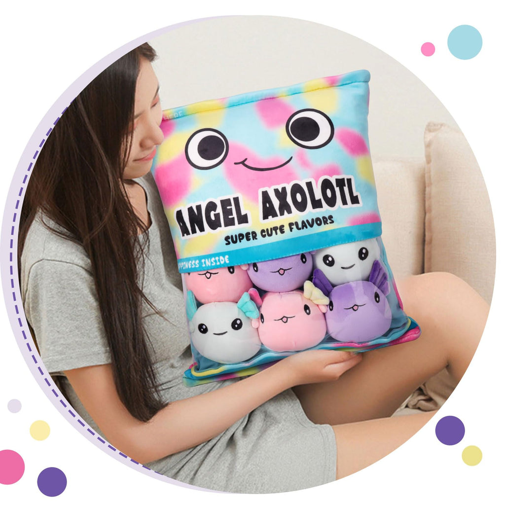 Nukbil Axolotl Plush Pillow Throw Pillow, Cute Axolotl Plush Toys Doll, Stuffed Axolotl Gift For Kids, Birthday, Christmas, Baby
