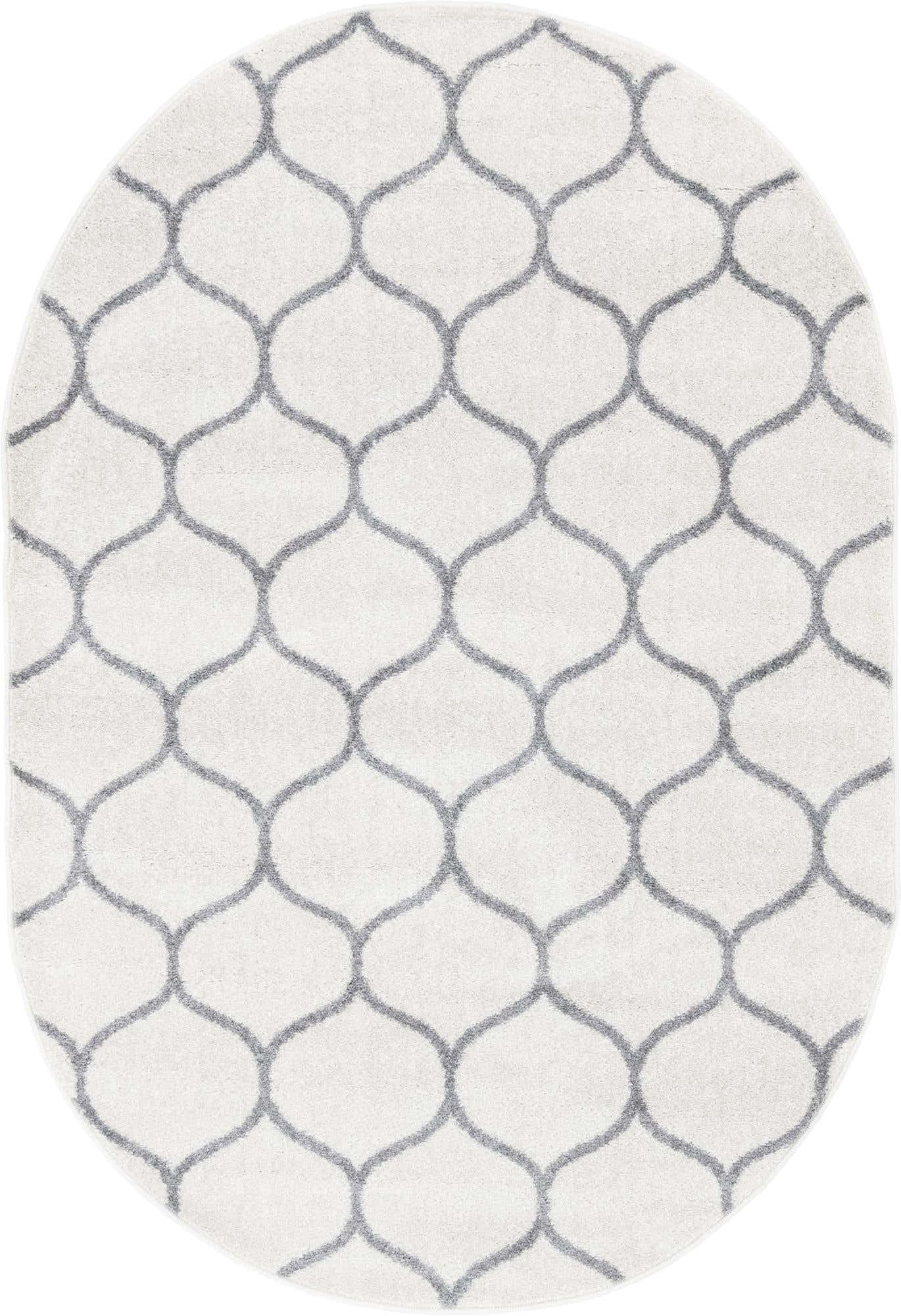Unique Loom Trellis Frieze Collection Area Rug - Rounded (4 x 6 Oval, Ivory/ Gray)