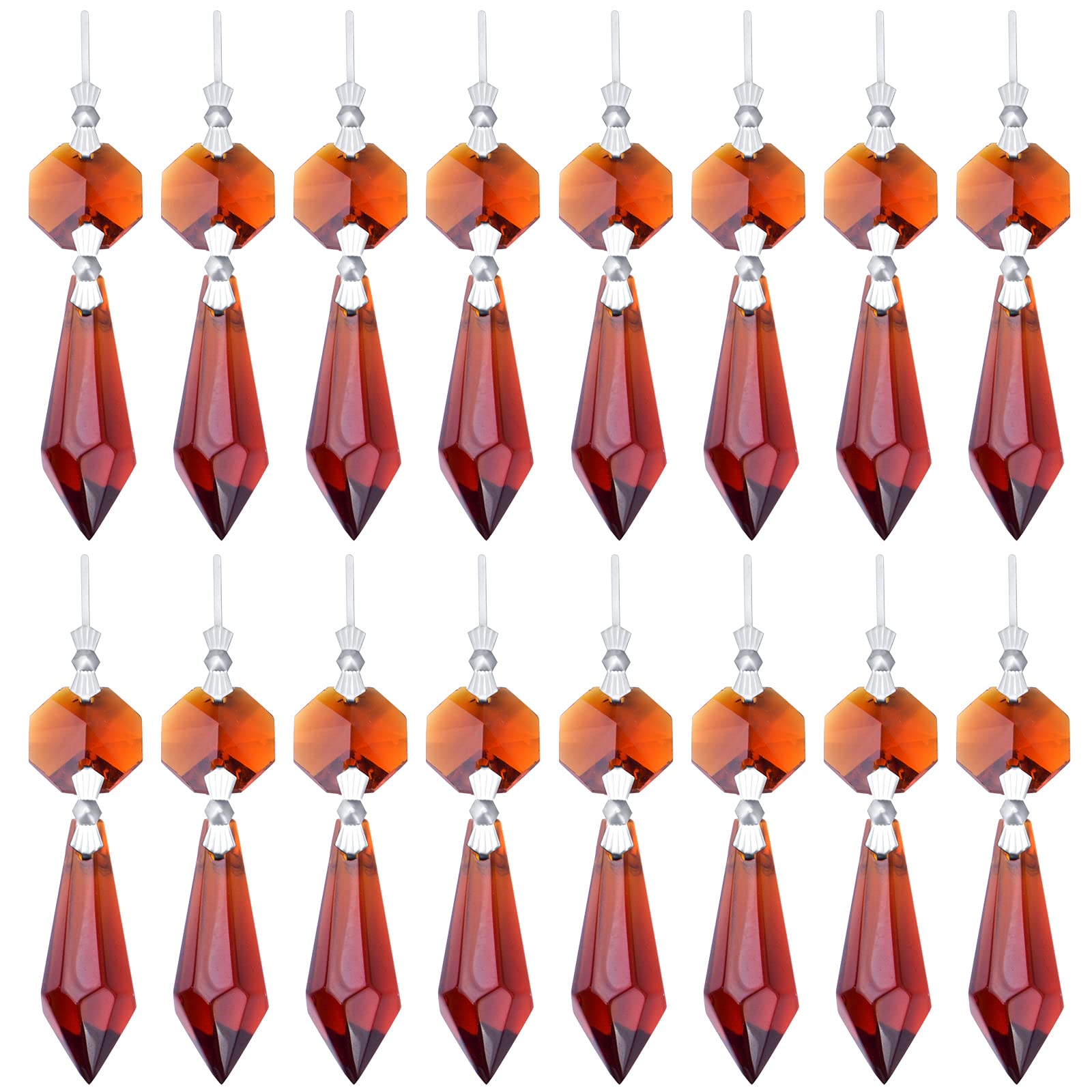 20Pcs Crystal Icicle Prisms Chandelier Replacement Drop Pendants Octagon Crystal Glass Tip Beads For Wedding Christmas Curtain L