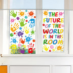 Anydesign 113Pcs Inspirational Quotes Window Clings Colorful Handprint Back To School Positive Sayings Window Stickers For Home