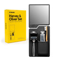 Tooletries - The Harvey & Oliver Set - Silicone Shower Toothbrush Holder and Razor Holder with Anti Fog Mirror - Silicone Shower